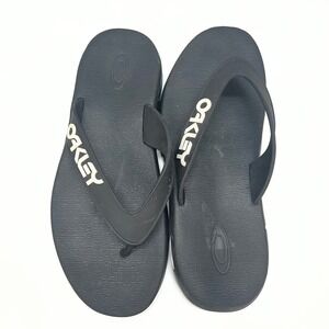 Oakley Mens 9 Flip Flops Sandals Black‎ USA Sport Slides Logo Strap Y2K Gorpcore